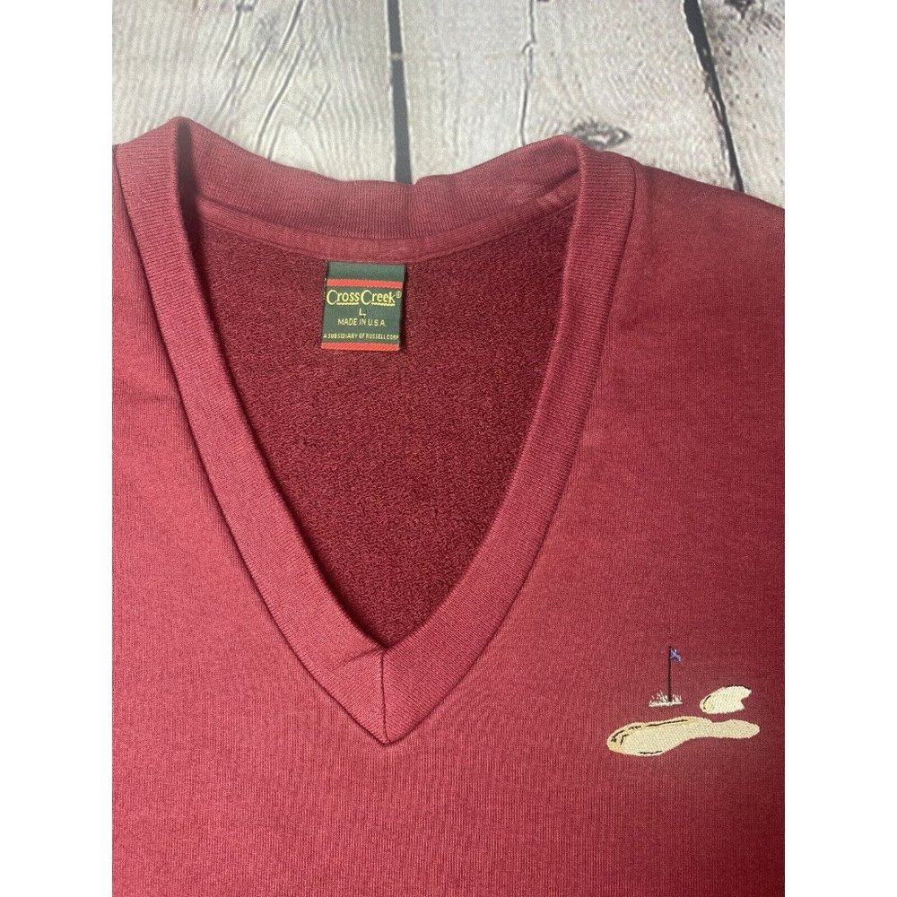 Vintage Cross Creek Mens V Neck‎ Vest Burgundy Size Large Made in USA